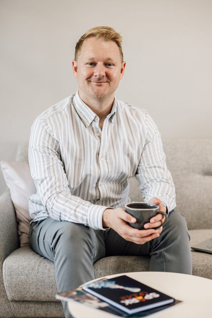 Man sitting with coffee cup